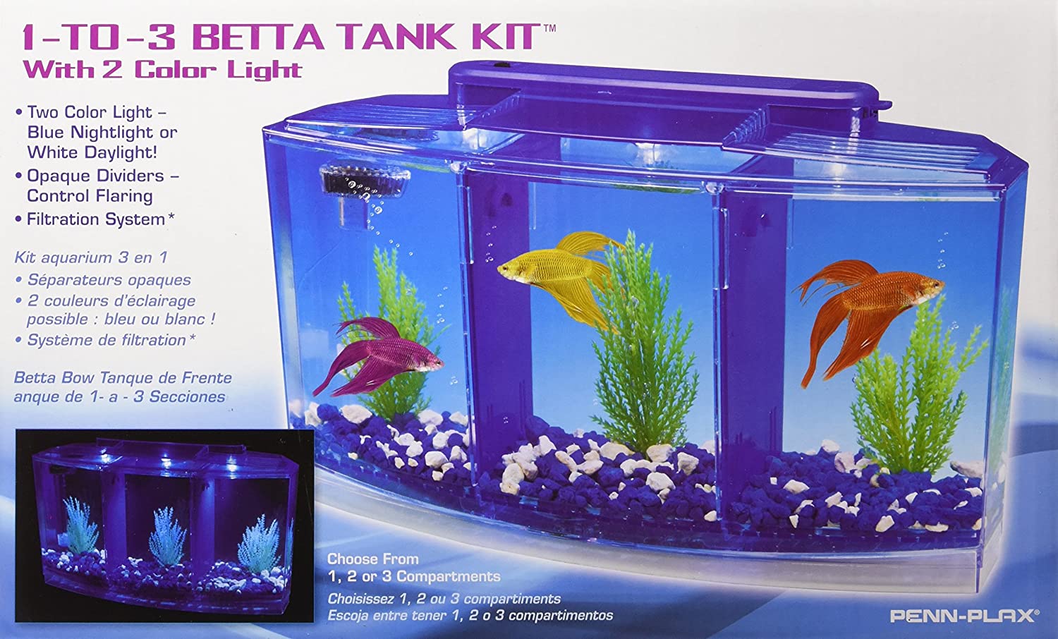 aqua box betta fish tank Penn Plax Triple Betta Deluxe Tank – KensFish.com