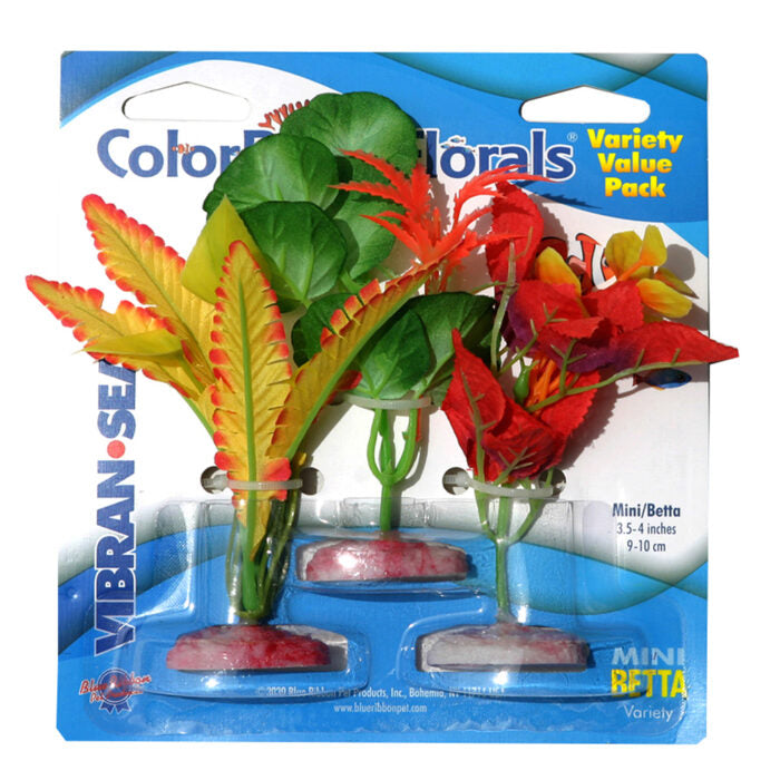 aquarium plants plastic or silk Blue Ribbon Colorburst Florals Silk Plant Variety 3 Pack Mini – KensFish.com