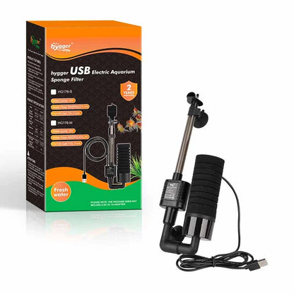 Hygger USB Aquarium Sponge FIlter with Pump Medium