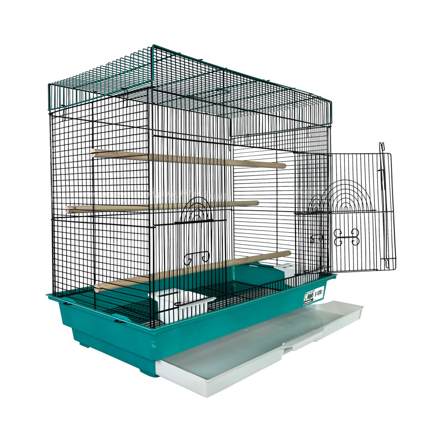 a-e-cages-2-tone-flat-top-bird-cage-green-black-front