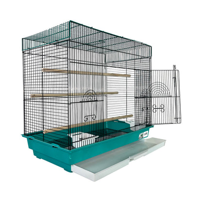 a-e-cages-2-tone-flat-top-bird-cage-green-black-front