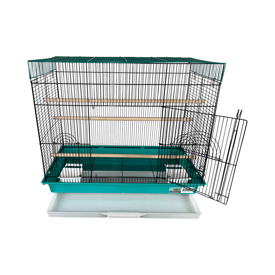 a-e-cages-2-tone-flat-top-bird-cage-green-black-trays