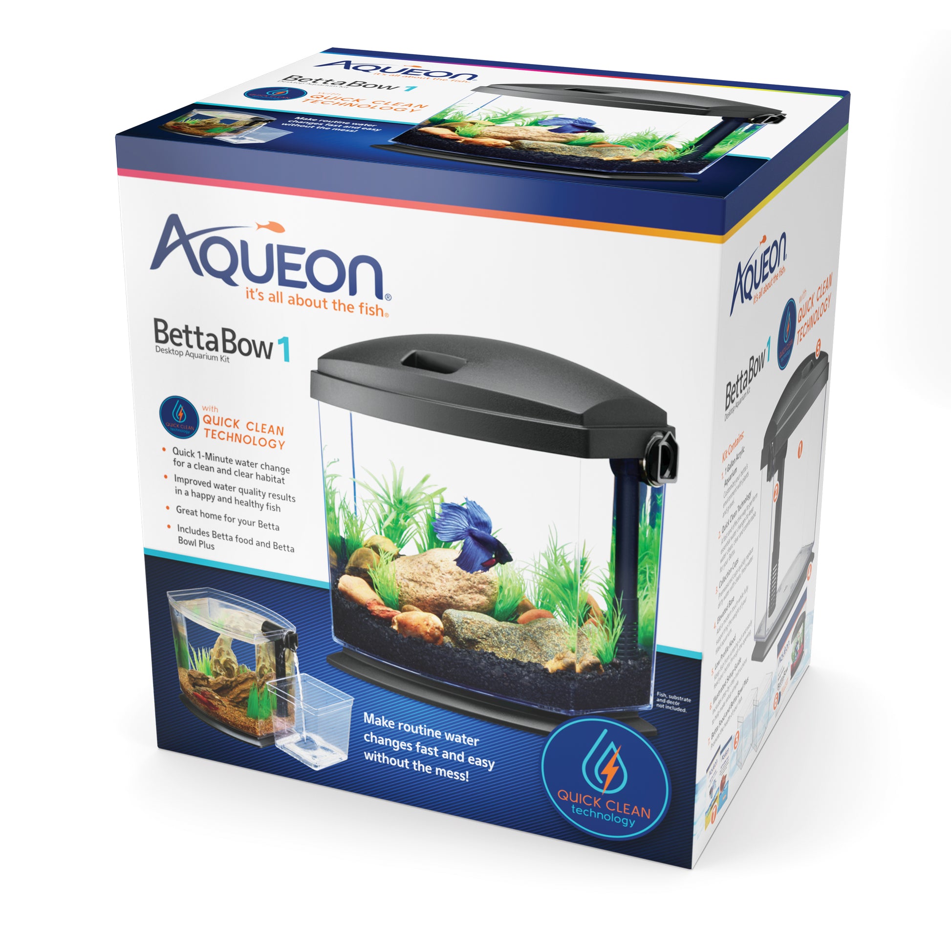 Aqueon BettaBow Aquarium Kit with Quick Clean Technology