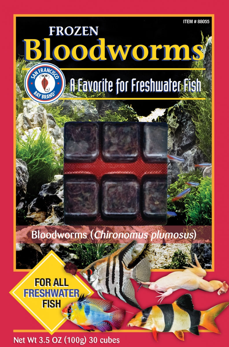 Sally's Frozen Bloodworms Fish Food Flat Pack (4 oz) - San