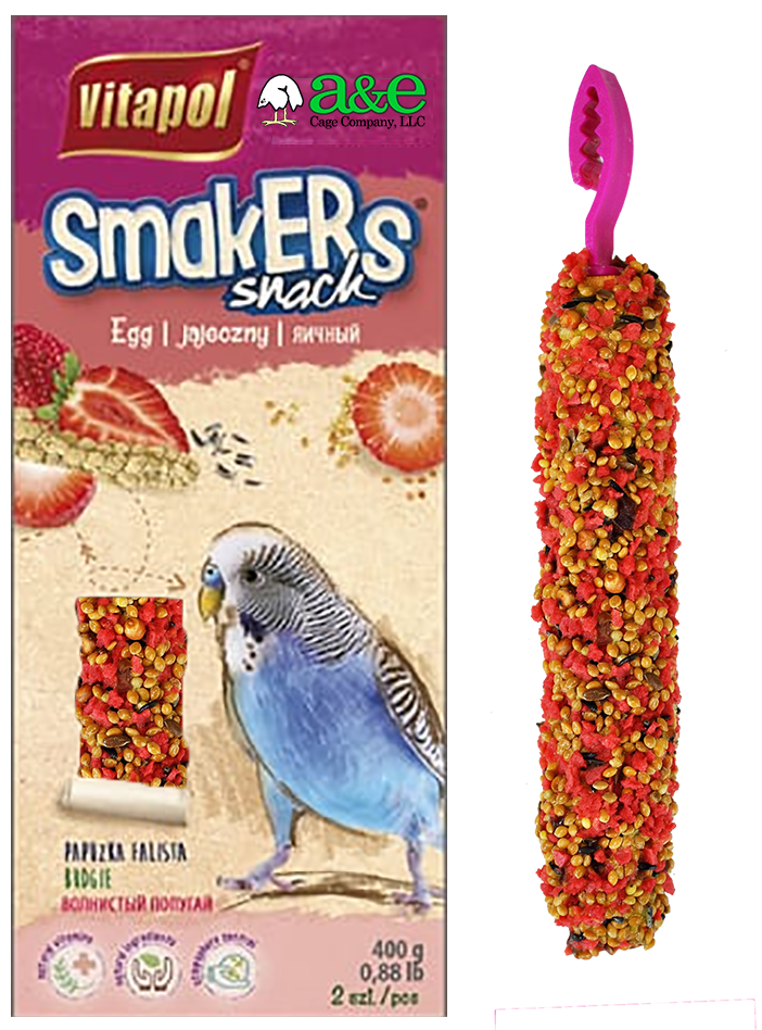 A&E Smakers Parakeet Strawberry Stick Treat 2 Pack