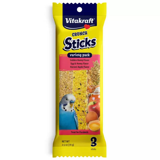 Vitakraft Crunch Sticks Variety Pack Parakeet Treat 2.5 oz. (Pack of 3)