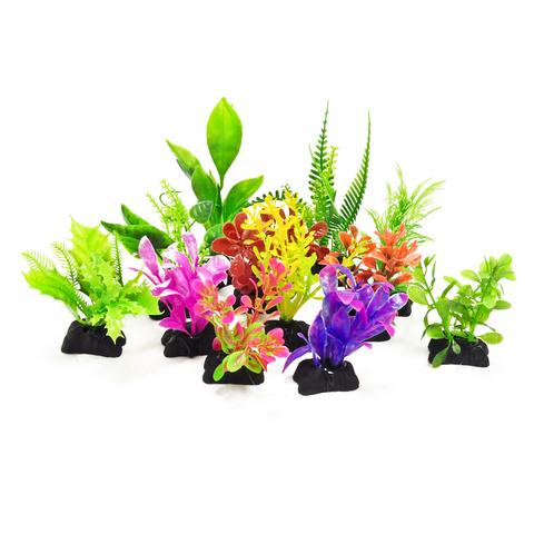 large plastic fish tank plants Aquatop Multi Color Plastic Plant 3 Inch (12 Pack) – KensFish.com